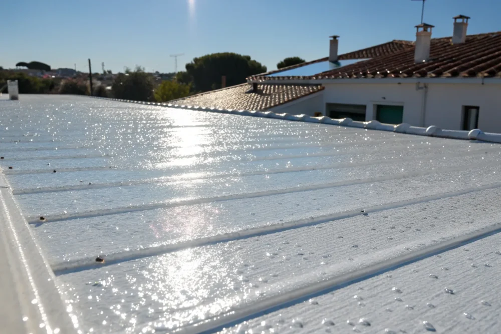 Close-up of the surface of the white cooling coating