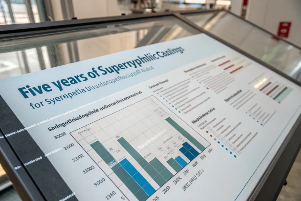 Graph showing 5 years of data for superhydrophilic coatings, with clean coated glass in the background