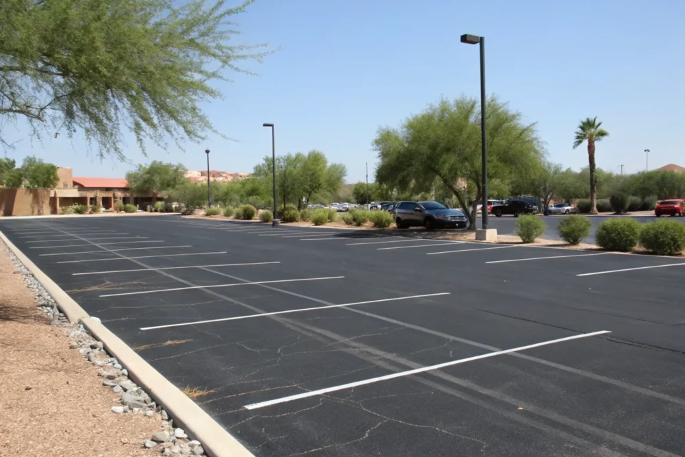 A parking lot in Arizona,one side of the black asphalt road surface reached a temperature of 158°F, causing a heat wave, while the other side was covered with a 3U Electricity-Free Self- Cooling Coating road surface, which reached a temperature of 93°F