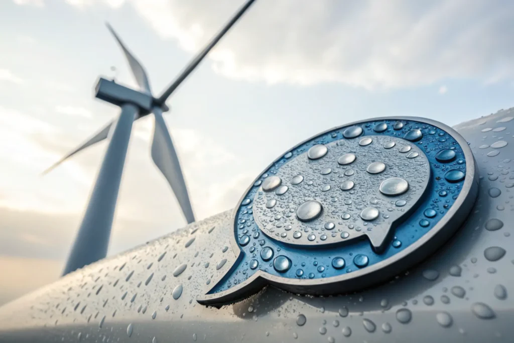 Anti - icing coating on wind power equipment surface, water droplets show anti - ice effect. Contact us for more details