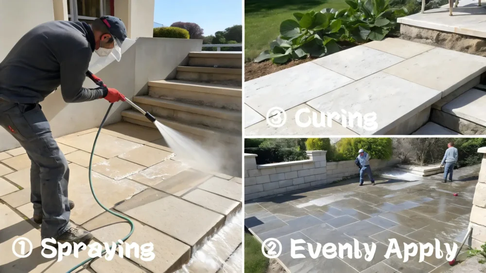 Applying nano sealant to stone