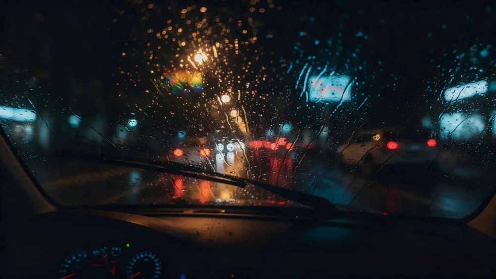 oil film on windshield rainbow effect