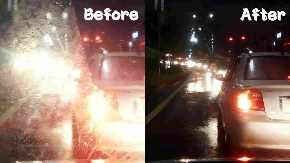 before and after oil film removal