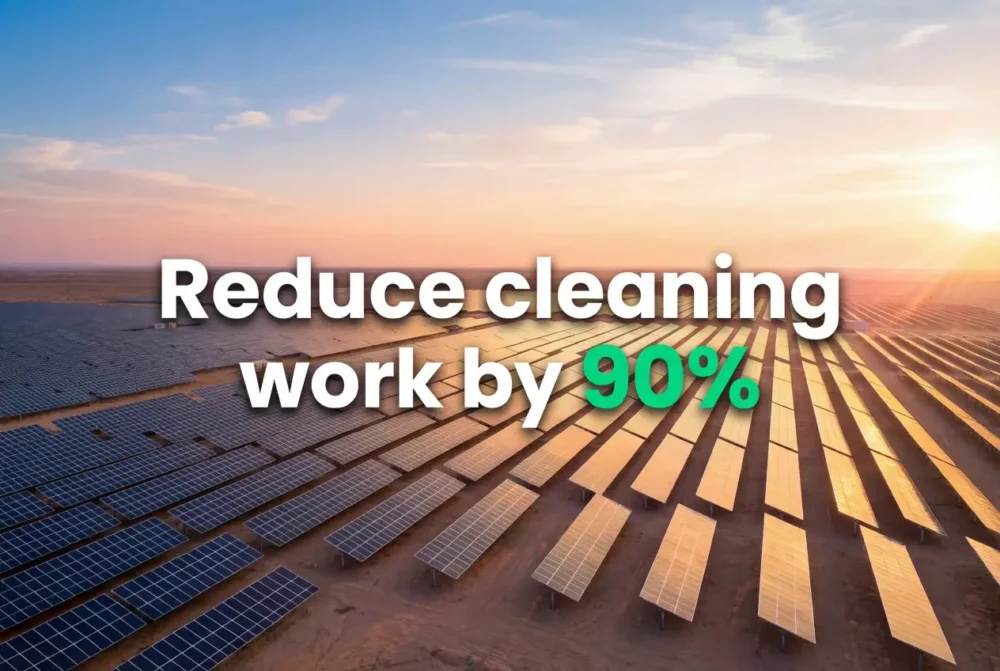 Desert solar farm: 90% less cleaning with hydrophilic coating