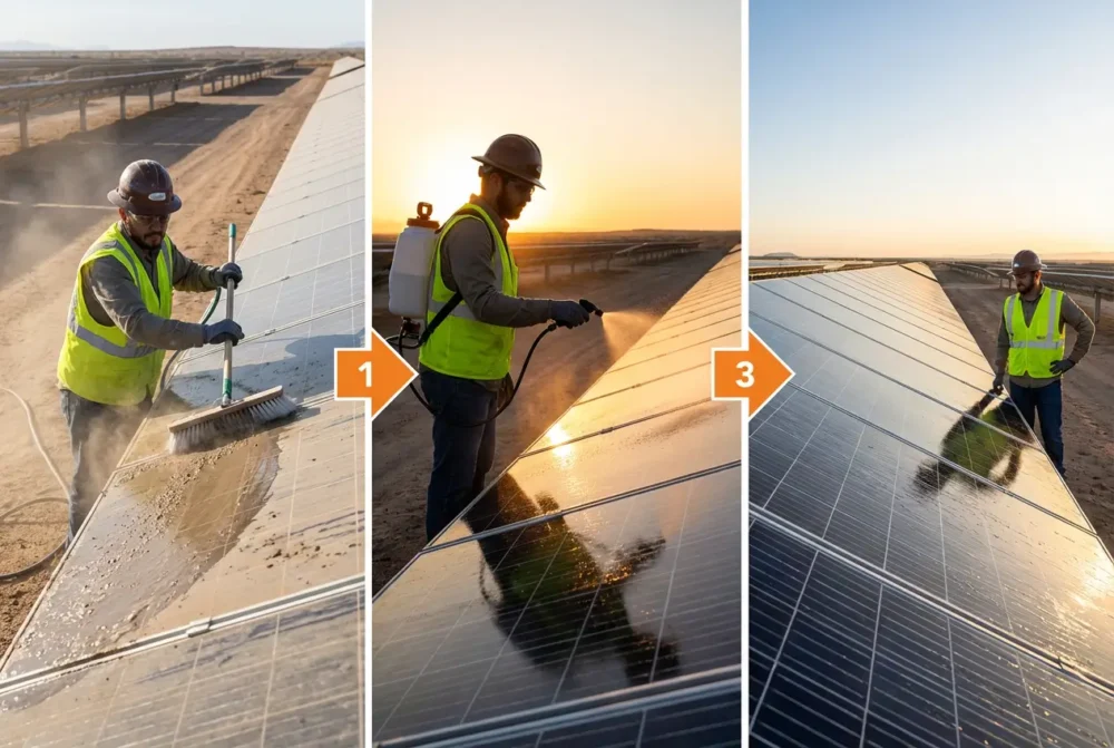 Solar Panel Cleaning Process Sequence