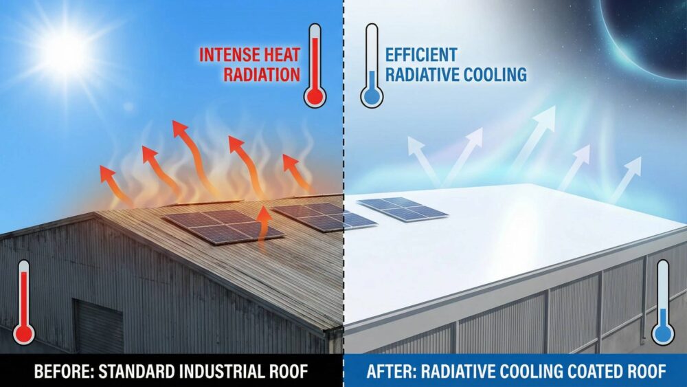Radiative cooling coating applications in industrial energy saving and PV cooling