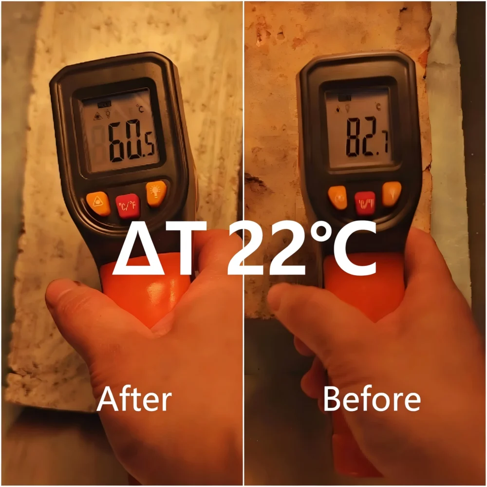Real test shows a temperature drop of about 22.2°C